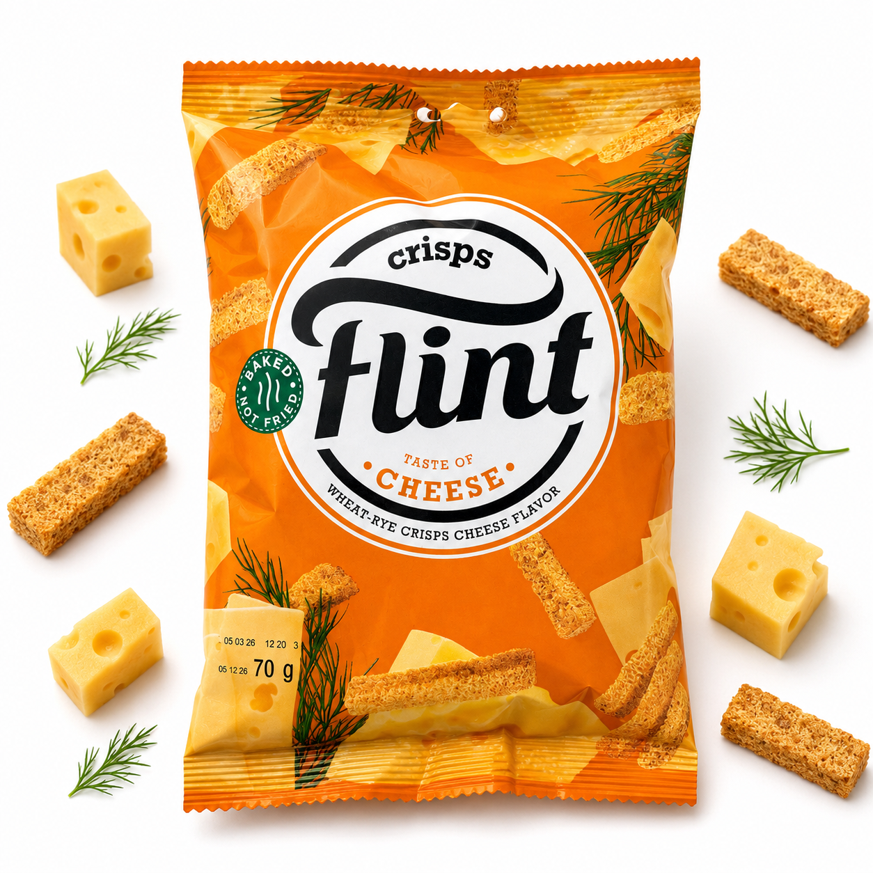 cheese 70g Sucharki Flint pszenno-żytnie o smaku sera 70 g - obrazek 1
