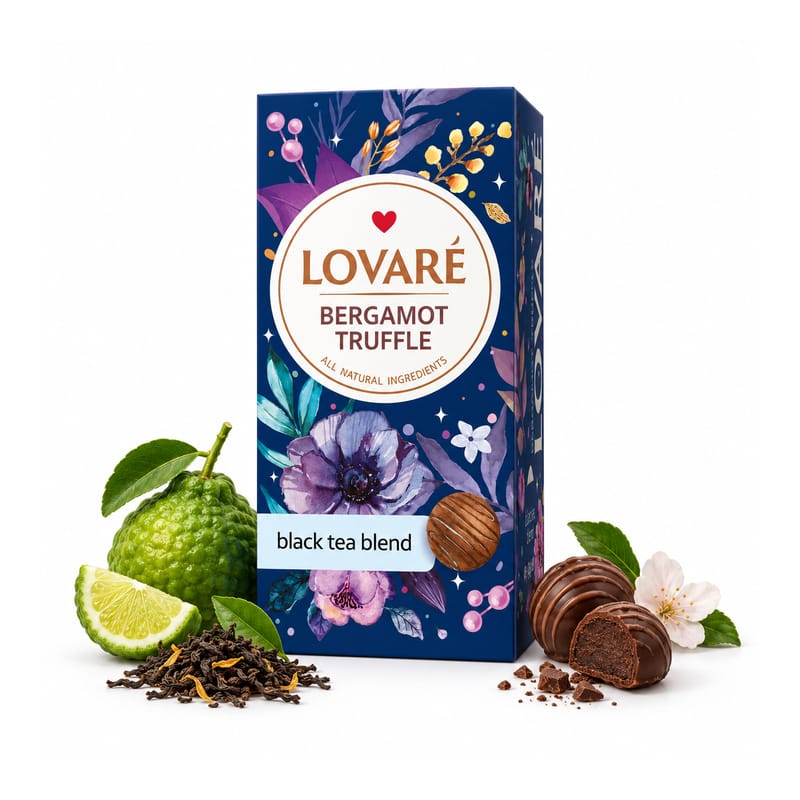 Lovare_Bergamot_Truffle_decor_800x800 Herbata czarna ekspresowa Lovare Bergamot Truffle z dodatkami 24 × 2 g - obrazek 1